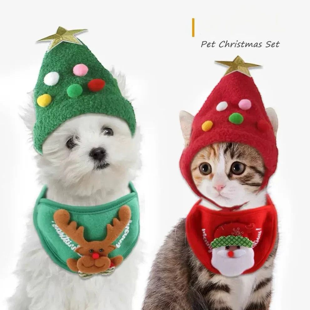 Holiday pet hat and scarf set 2