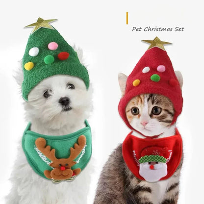 Holiday pet hat and scarf set 2