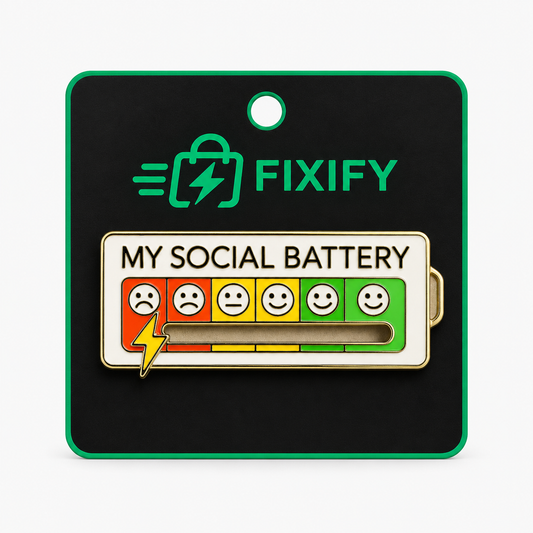 FIXIFY VibeMeter™ Social Battery Pin — fond #F6F6F6
