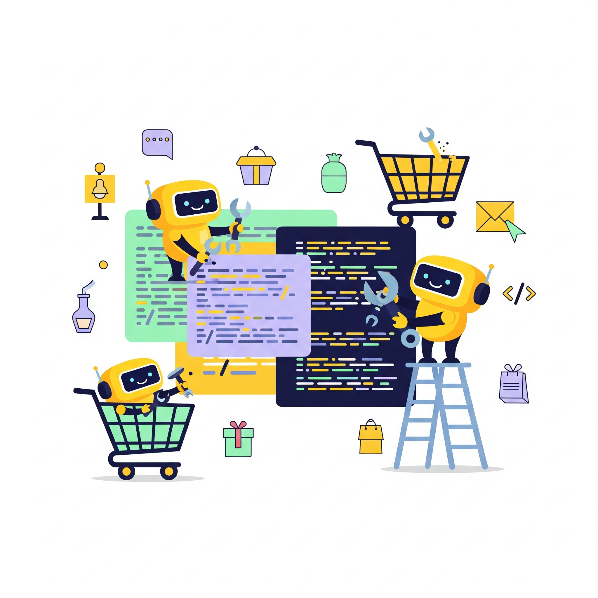 Professional Shopify bug fixing and store repair services illustration